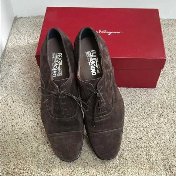 Salvatore Ferragamo Men's Brown Suede Shoes - Picture 1 of 10